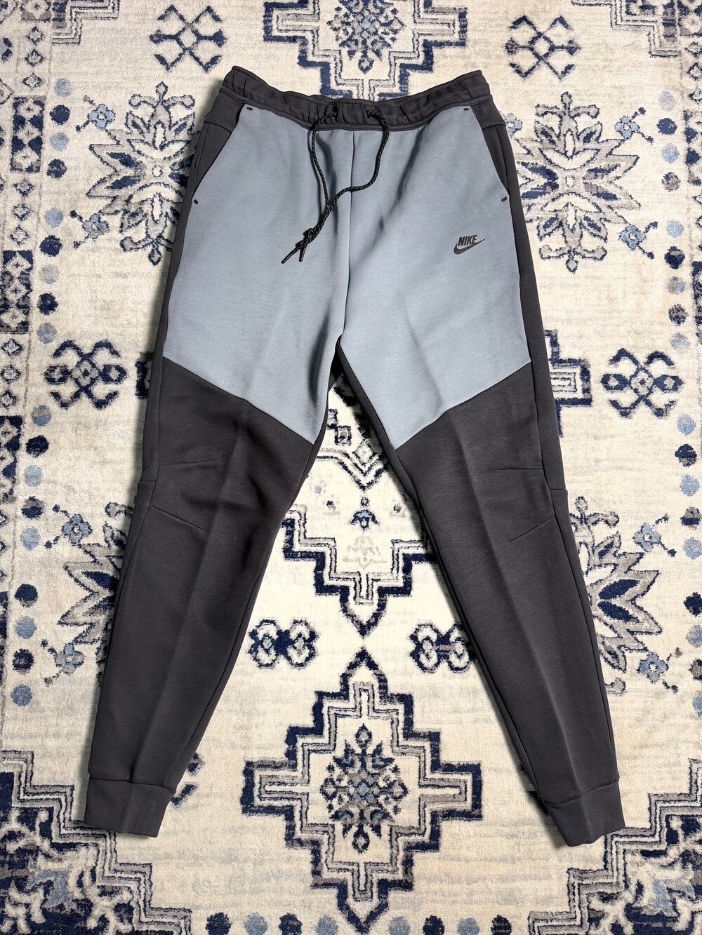 Nike Tech Fleece Jogging Trousers Men's Large Tall Grey Black Colorblock